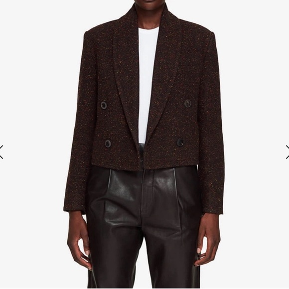 ANINE BING bouclé tweed double breasted cropped blazer Size Medium - Picture 8 of 8